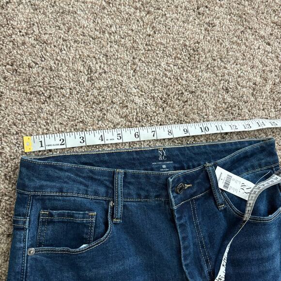 NWT New York & Company Wide Leg Dark Wash Jean Sz 6 Office High Waisted - Picture 12 of 13